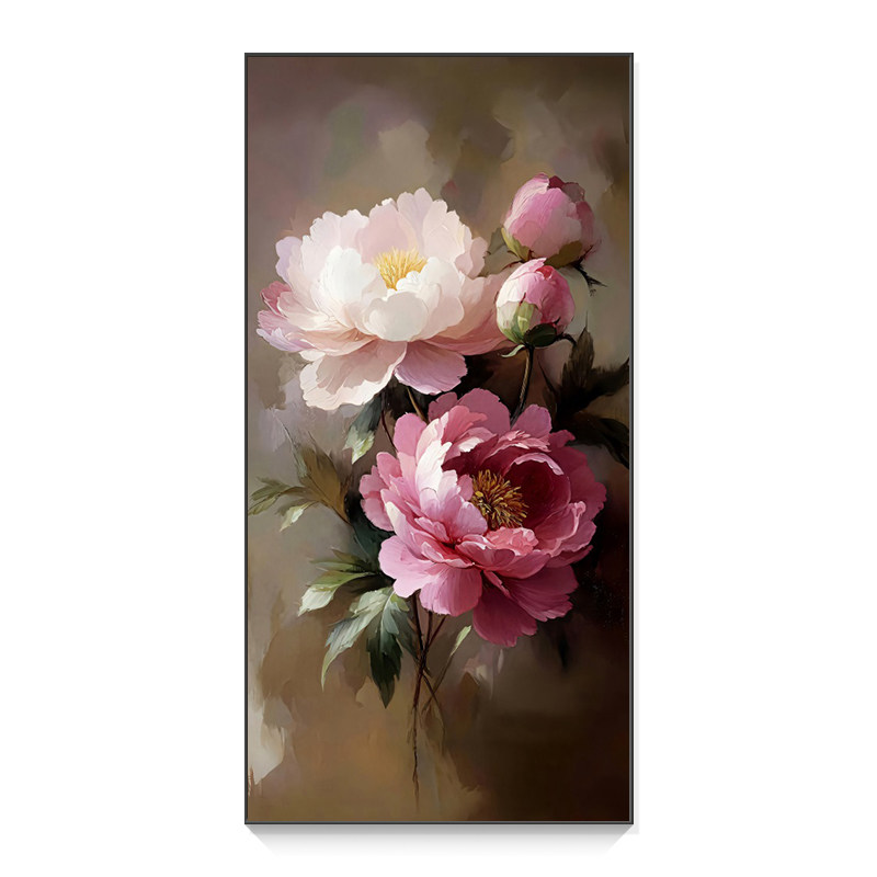 入户玄关装饰画牡丹花卉挂画