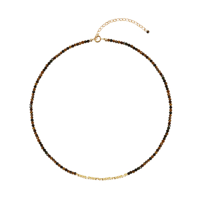 AMO虎眼石碎银项链女复古美拉德