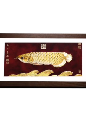 大铜世家铜雕画金龙鱼摆件