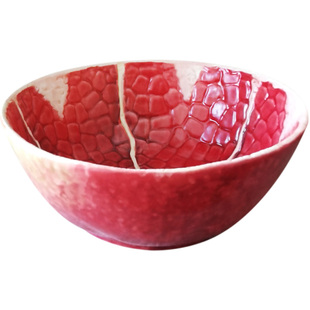陶瓷石榴7寸碗大号深碗水果盘沙拉碗点心碗美式手绘餐具多子多福