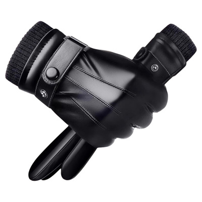 回力皮手套男士加厚骑行加绒冬季保暖防风冬天摩托车手套防寒骑车