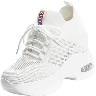 10公分内增高女鞋网面透气镂空休闲运动2025年小个子轻便小白鞋子