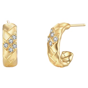 董洁同款星光交汇闪耀镶钻银针耳环时尚气质轻奢耳钉金银双色耳饰