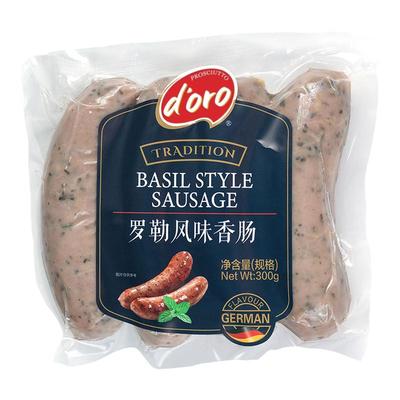 德式香肠罗勒风味香肠烤肠纯香肉肠早餐肠香肠露营美食猪肠衣香肠