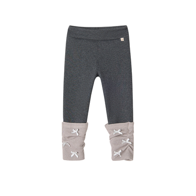 笛莎童装女童加绒打底裤冬季新款儿童女孩宝宝时尚假两件袜套长裤