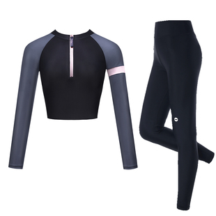 AquaPlay长袖拉链款泳衣女士分体水母潜水服游泳防晒冲浪服浮潜