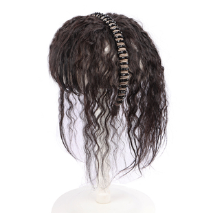 假发刘海女发箍一体真发持久烫遮白发增发量蓬松自然头顶补发片女