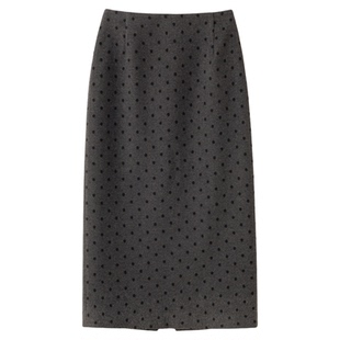 FANLE STUDIOS定制羊绒羊毛复古波点纸片人显瘦高腰直筒开叉半裙