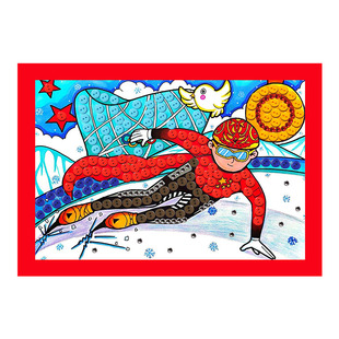 冰雪手工diy纽扣画材料包幼儿园环创冬季运动滑冰手工制作粘贴画
