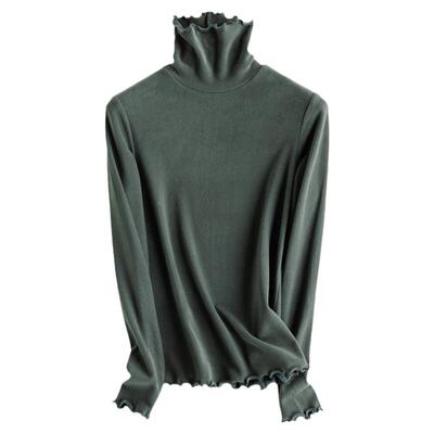 羊毛自发热磨毛半高领纯色打底衫