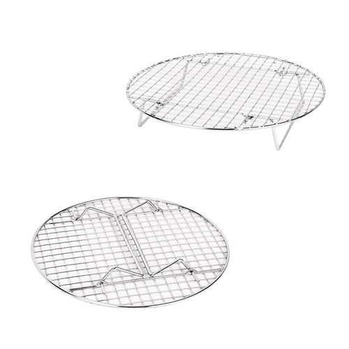 新品 烘焙用品戚风蛋糕模具圆形冷却架带脚折叠不锈钢色蒸架网架