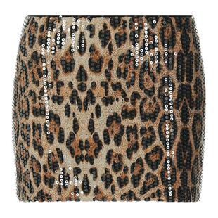 港风时尚豹纹亮片短裙2026夏季新款辣妹修身显瘦百搭包臀半身裙潮