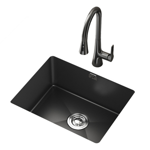 东鹏304不锈钢单槽加厚吧台岛台黑色纳米厨房洗菜盆小号水槽台下