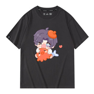 恋与深空周边秦彻乌鸦联名t恤女主日常衣服短袖cos衣服夏季纯棉