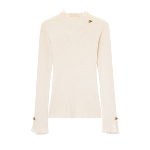 纳纹2025秋款花边半高领气质内搭毛衣通勤百搭针织衫女