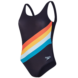 Speedo速比涛连体泳衣女露背泳衣休闲度假温泉舒适显瘦泳衣女