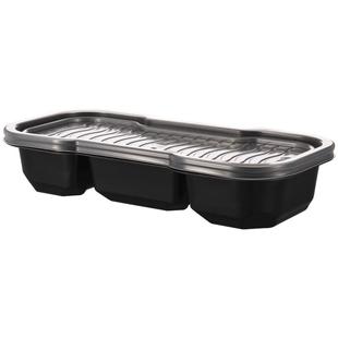 新天力一次性饭盒分格一人食食品级长方形三格餐盒寿司日料打包盒