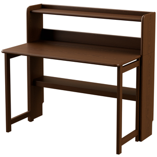 家逸实木折叠书桌书架一体桌子电脑桌小户型家用床边桌写字学习桌