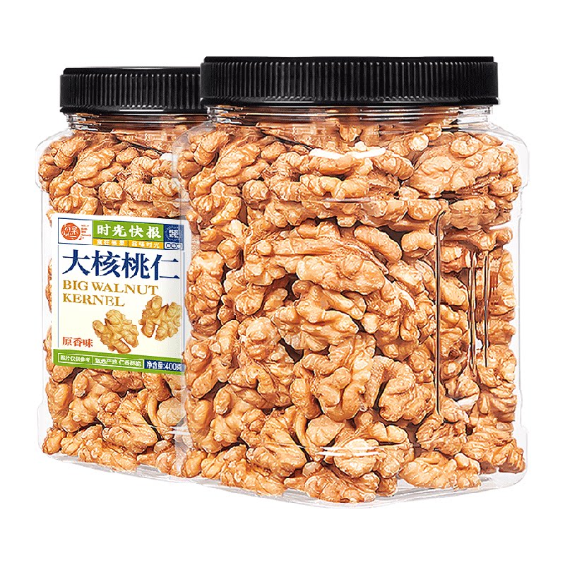 每果时光新疆纸皮大核桃仁新货罐装原味干果烘焙坚果炒货孕妇零食