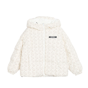 suntomorrow儿童羽绒服2025冬装新款女童白色印花休闲连帽外套潮