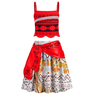 迪士尼海洋奇缘莫阿娜公主裙Cosplay女童裙 Moana Princess Dress