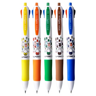 晨光多色按动圆珠笔按压式多彩笔合一中性笔芯做笔记专用女可爱多功能多色记笔记四色五色红蓝黑三色一体油笔