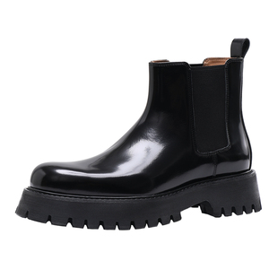 【轻盈鞋底】切尔西靴男烟筒靴子增高厚底高帮男士皮靴亮皮短靴潮