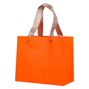 新款橙色手提袋茶叶烟酒礼品袋高档铆钉礼袋通用礼品手袋加厚定制