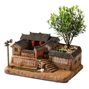 复古怀旧老房子模型摆件客厅桌面微景观盆景造景装饰中式古风建筑