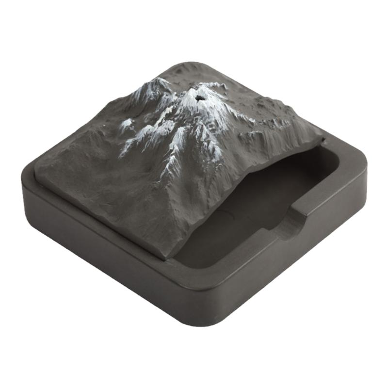带盖烟灰缸雪山水泥摆件