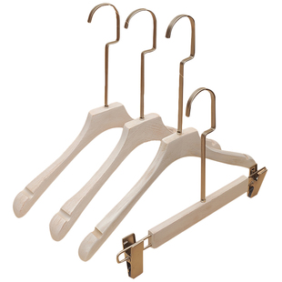 衣挂衣柜高档做旧白色批发实木衣架男女装服装店家用成人高级植绒