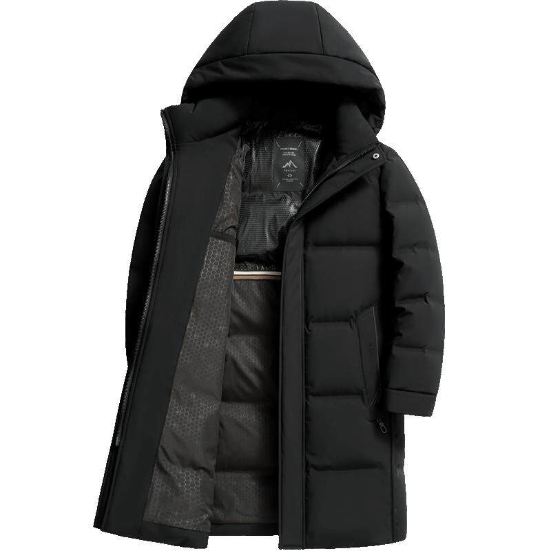 雪中飞加厚抗寒脱卸帽长款羽绒服