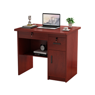 白色实木生态板书桌办公桌写字台家用带锁带抽屉办公室单人电脑桌