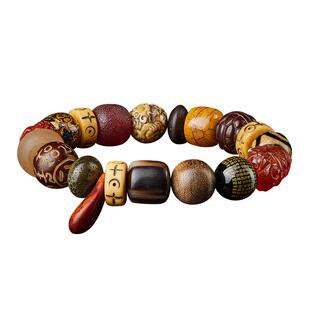 多宝十八籽手串男士沉香木十八子转运珠菩提文玩佛珠七宝朱砂手链