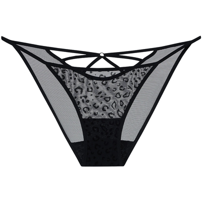 3件129|MYBODY商场同款新款性感高开衩科技植绒豹纹镂空蕾丝内裤