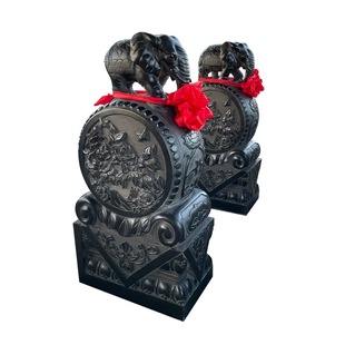 石雕门墩抱鼓石一对家用门口青石狮子象麒麟门鼓仿古做旧石鼓石墩