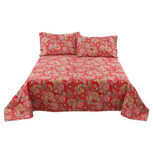 纯棉春节床单老粗布三件套传统老粗布特大加厚过节喜庆不起球炕单