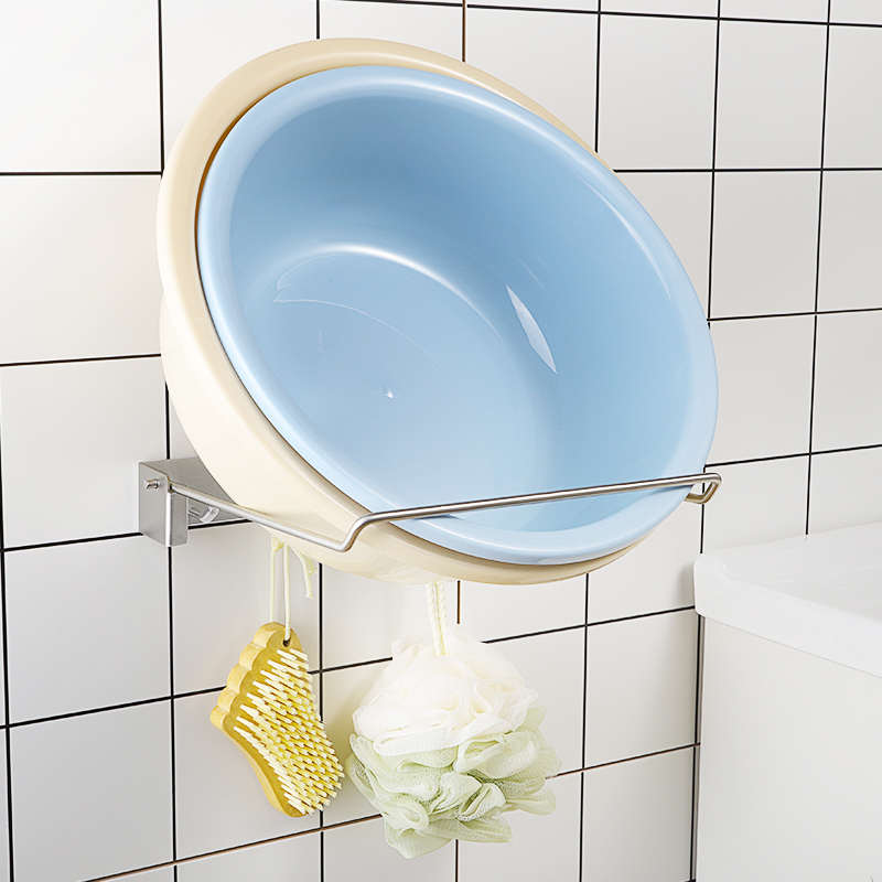 不锈钢脸盆架壁挂式免打孔挂钩毛巾架浴室置物架折叠洗脸盆收纳架