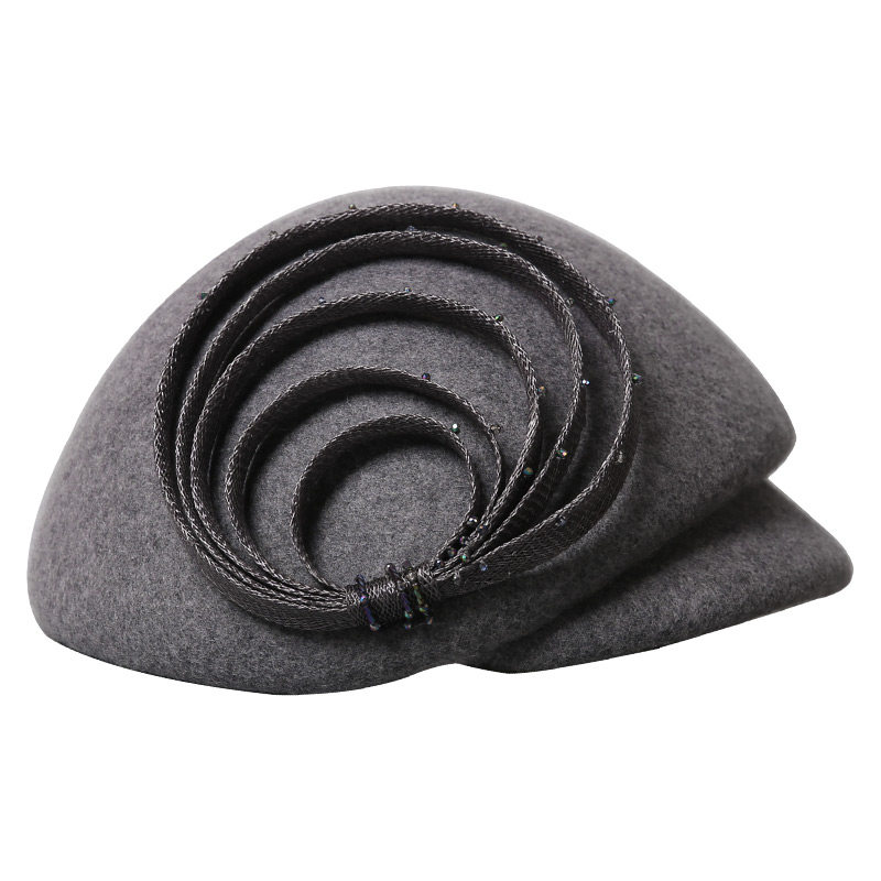 2025年新款优雅秋冬羊毛贝雷帽新奇独特装饰帽子女时尚潮流显气质