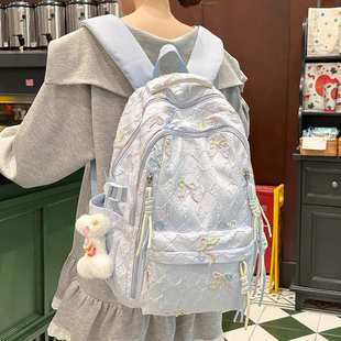 书包初中女生蓝色高颜值ins背包2025新款高中生大容量韩系双肩包