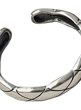 菱格纹戒指paraskors纯银复古