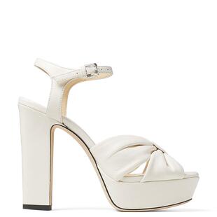 [白鹿同款]JIMMY CHOO/HELOISE 120 女士皮革厚底粗跟后空凉鞋JC