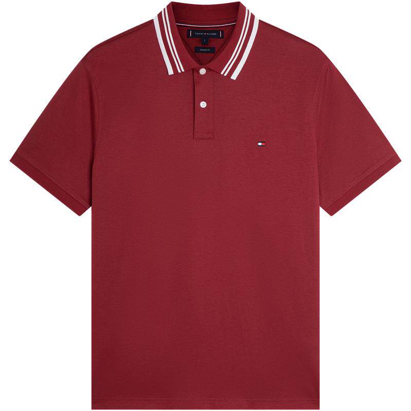 Tommy男装通勤镶边翻领合身POLO