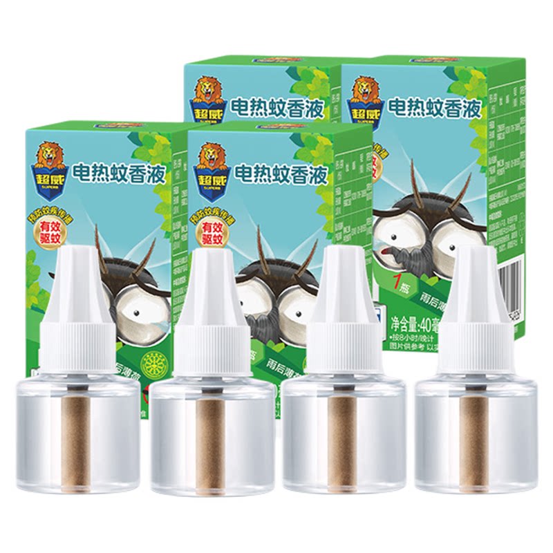超威电蚊香液非无毒无味防蚊家用电蚊器插电式雨后薄荷补充液4瓶