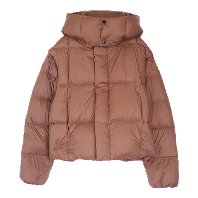 一衣三穿连帽可拆鹅绒服可脱袖