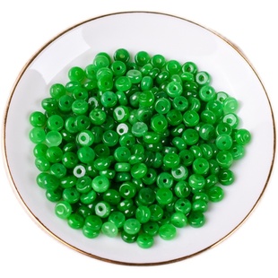 翡翠干青圆珠3.5mm辣阳绿小米粒散珠diy编制手链项链隔珠饰品配珠
