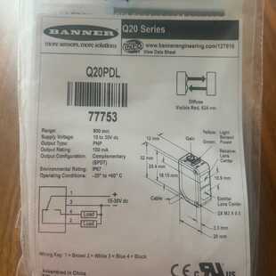 BANNER/邦纳全新原装正品：型号Q20PDL 单价140