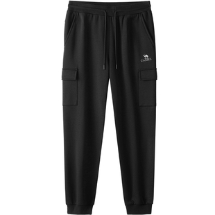 骆驼男装加绒加厚工装裤男春季2026运动休闲裤情侣束脚卫裤女