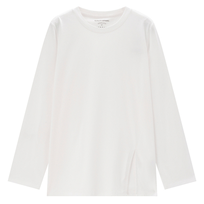 Giordano长袖纯棉开叉宽松T恤