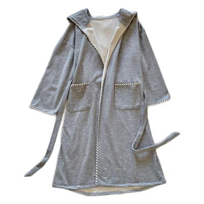 可外穿羊毛蚕丝连帽加厚睡袍